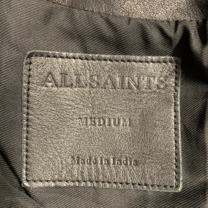 ALLSAINTS Size M Renzo Black Lambskin Leather Motorcycle Jacket