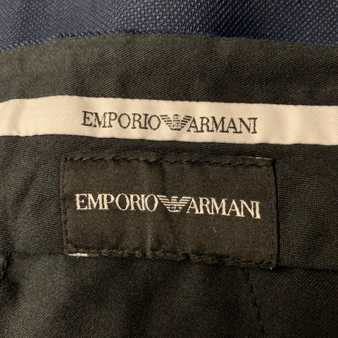 EMPORIO ARMANI Chest Size 42 Navy Heather Wool Notch Lapel 34 29 Suit