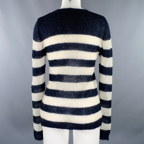 SCOTCH AND SODA Size M Navy Cream Stripe Crew Neck Pullover