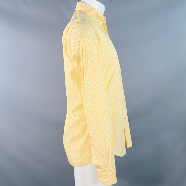 STEVEN ALAN Size S Yellow White Stripe Cotton Button Down Collar Long Sleeve Shirt
