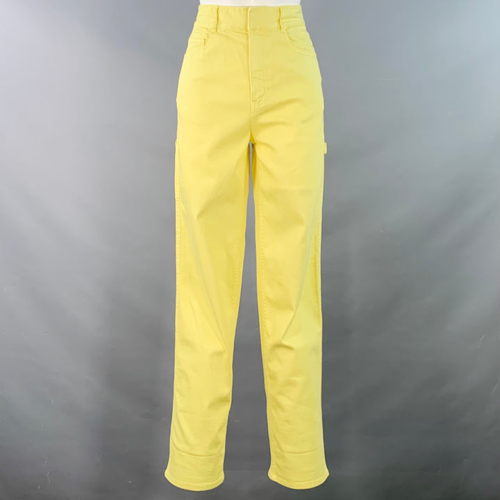 TIBI Size 25 Yellow Cotton Blend Straight Five Pocket Zip Fly Casual Pants