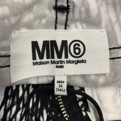 MM6 MAISON MARGIELA Taille 4 Pantalon décontracté en mélange de coton imprimé noir et blanc