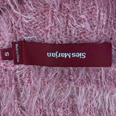 SIES MARJAN Size S Shaggy Metallic Pink Polyamide Blend Crew Neck Pullover