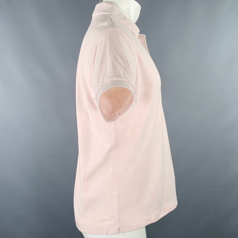 LACOSTE Size M Pink Embroidery Cotton Short Sleeve Polo