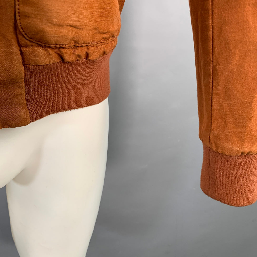 CAMOSHITA Size S Orange Rust Two Pockets Zip Up Bomber Jacket