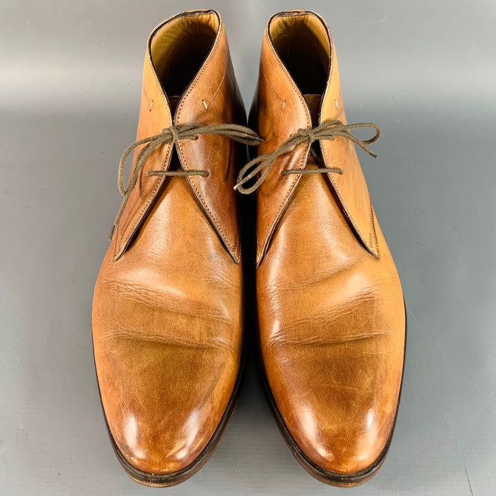 ACE MARKS Size 10.5 Tan Antique Leather Chukka Lace-Up Boots