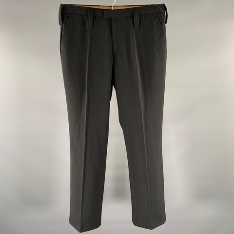 Pantalon de costume droit J.LINDEBERG, taille 31, à rayures fines, mélange de laine noire