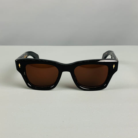 JACQUES MARIE MAGE Lunettes de soleil en acétate à rayures noires et dorées