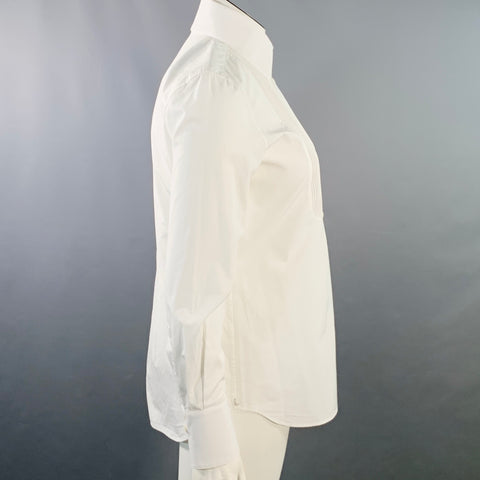 LAFAYETTE 148 Size M White Cotton Pleated Tuxedo Shirt