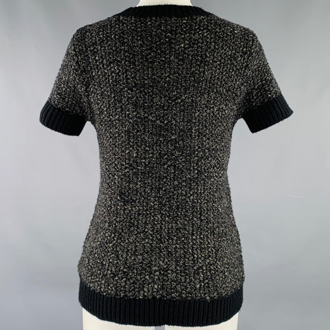 TSE Size S Black Charcoal Wool Blend Short Sleeve Pullover