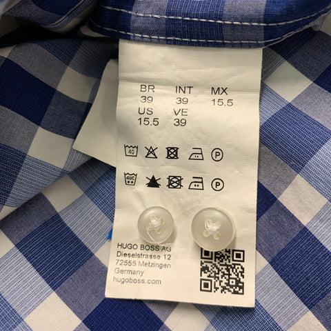 HUGO BOSS Size M Blue White Plaid Cotton Long Sleeve Shirt