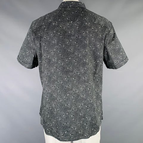 JOHN VARVATOS Size XXL Black White Abstract Cotton Short Sleeve Shirt