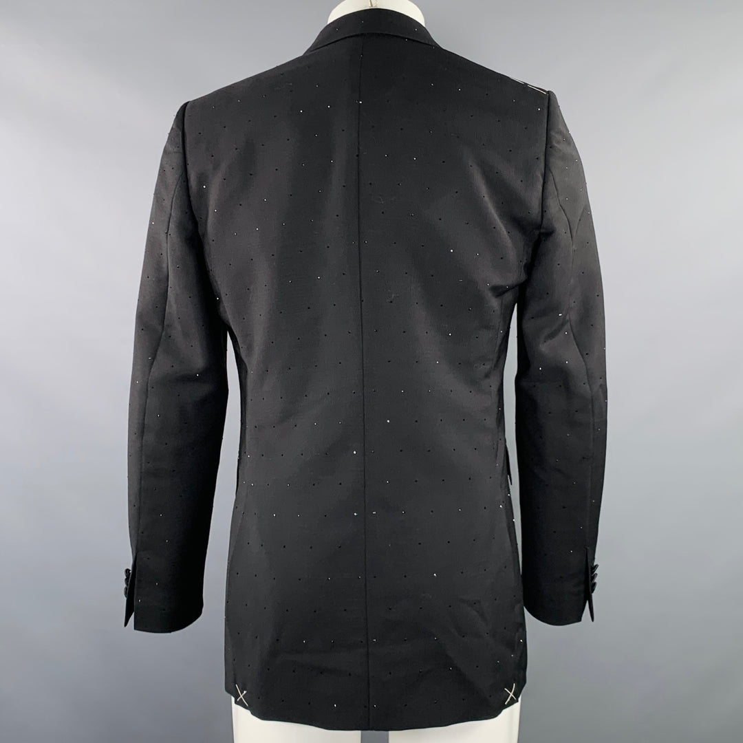 BURBERRY Size 40 Black Studded Mohair Wool Peak Lapel Sport Coat