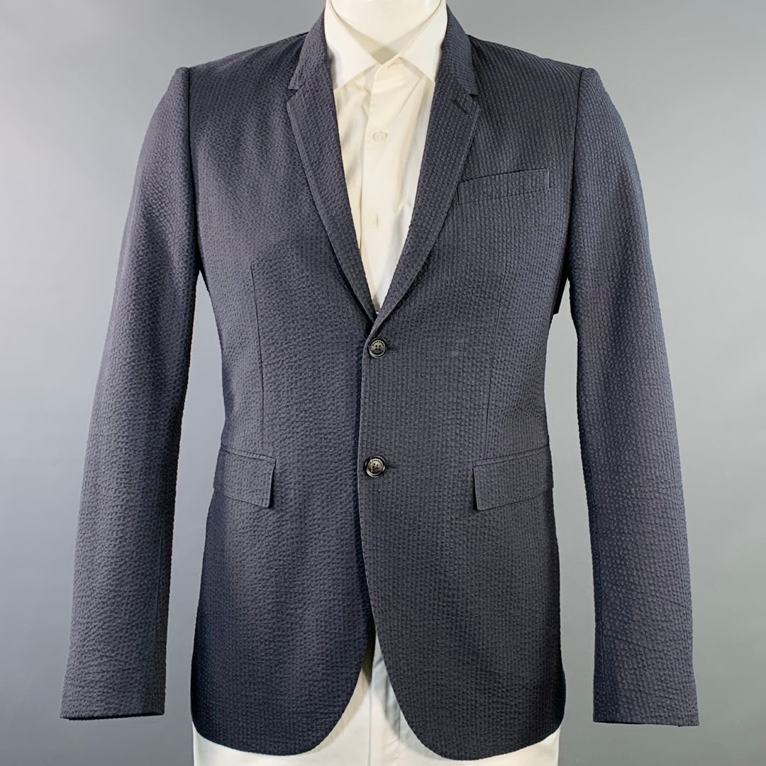 BURBERRY PRORSUM Size 42 Slate Grey Seersucker Cotton Notch Lapel Sport Coat