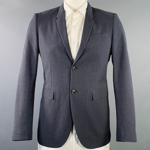 BURBERRY PRORSUM Size 42 Slate Grey Seersucker Cotton Notch Lapel Sport Coat