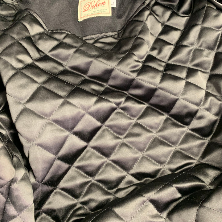 DEHEN 1920 Size L Black Wool Shawl Collar Varsity Jacket