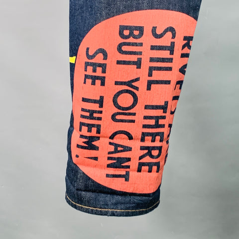 LEVI STRAUSS Size 33 Navy Multi Color Graphic Cotton Straight Selvedge Jeans