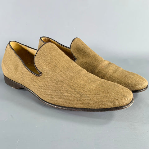 DONALD J PLINER Size 8 Beige Brown Contrast Trim Fabric Slip On Loafers
