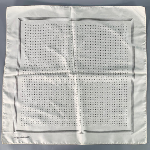 TURNBULL & ASSER Cream Black Polka Dot Silk Pocket Square