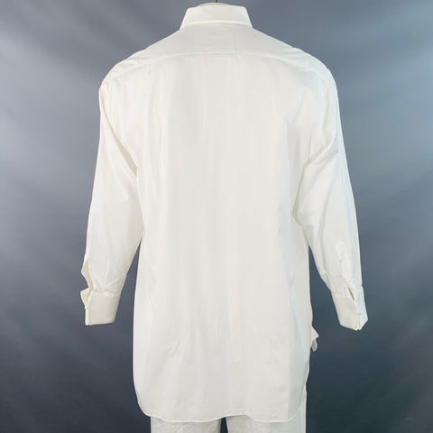 Chemise de smoking LORENZINI en coton texturé blanc, taille L, manches longues
