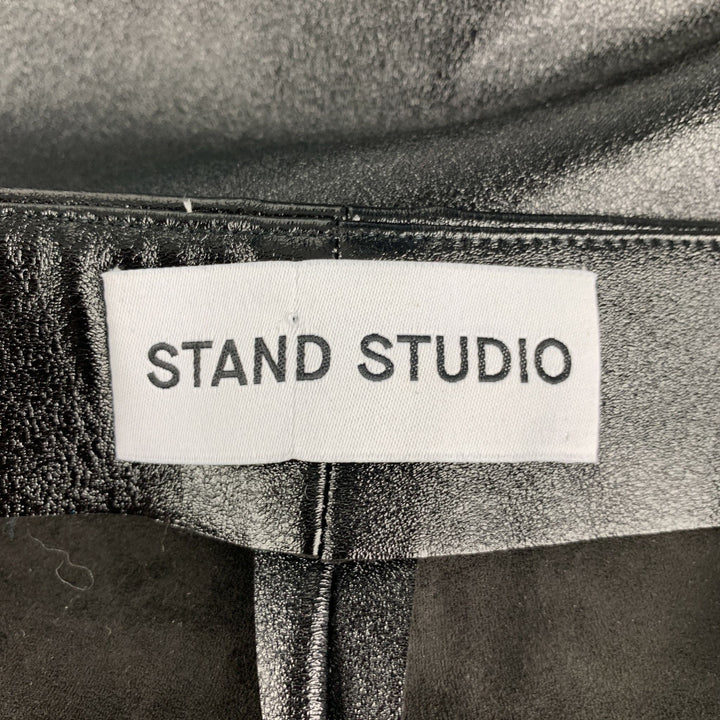 STAND STUDIO Size 4 Tabitha Black Faux Leather Ankle Zips Leggings