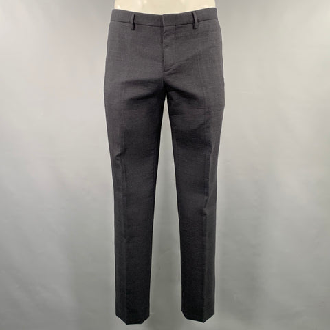BURBERRY PRORSUM Size 42 Black Charcoal Stripe Virgin Wool Suit