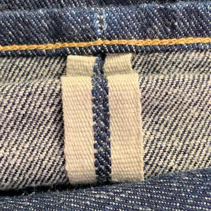 TAIGA TAKAHASHI Size 28 Indigo Blue Twill Cotton Denim Selvedge High Waisted Button Fly Jeans