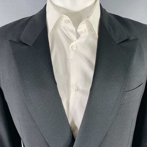 GIAN GIACOMO SOLERI Size 38 Black Wool Mohair Double Breasted Sport Coat