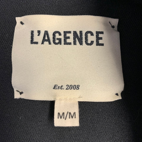L'AGENCE Size M Black Coated Cotton Blend Raw Edge Denim Jacket