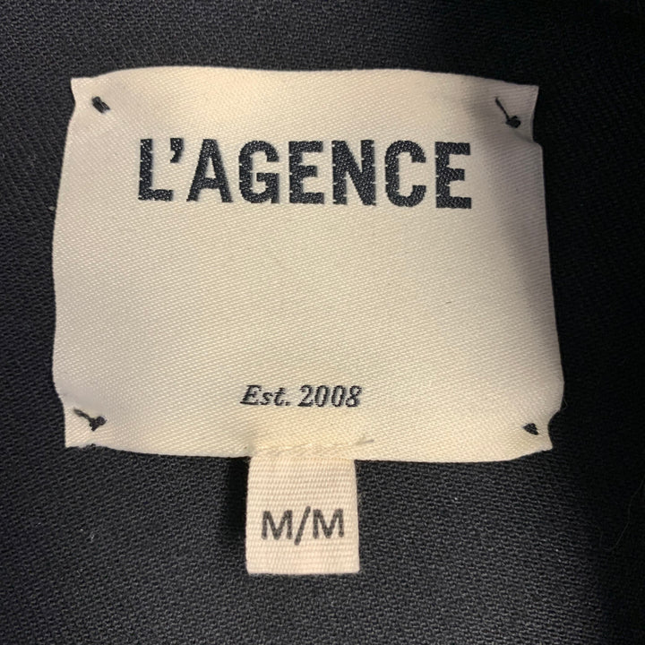 L'AGENCE Size M Black Coated Cotton Blend Raw Edge Denim Jacket