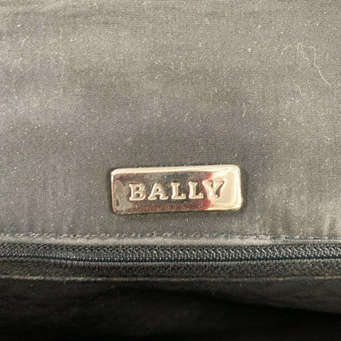 BALLY Black Silver Quilted Leather Fabric Shoulder Bag Handbag