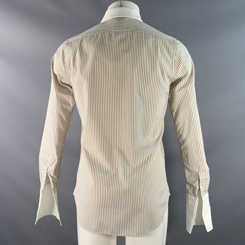 RRL by RALPH LAUREN Size S Cream Black Stripe Cotton Long Sleeve Shirt