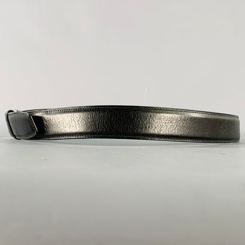 RALPH LAUREN Size 36 Black Silver Leather Belt