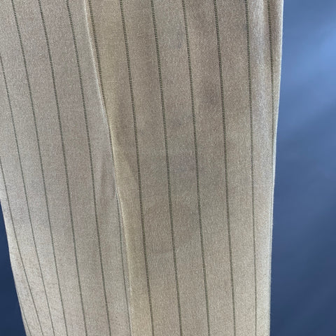 PRADA Size 32 Tan Brown Pinstripe Polyester Linen Button Fly Dress Pants