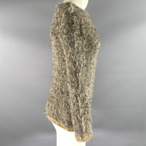 COMME des GARCONS Size S Silver Gold Textured Nylon Blend Crew-Neck Sweater