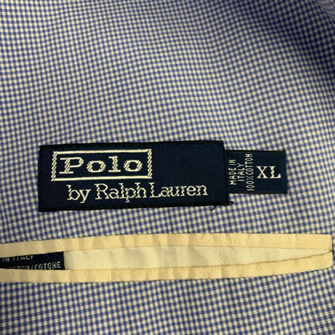 POLO by RALPH LAUREN Size XL Blue White Gingham Cotton Suit