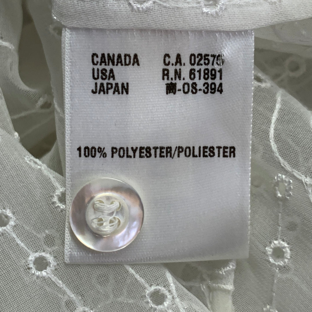 ESCADA Size XS Cream Polyester Embroidered Floral Eyelet Button Up Shirt