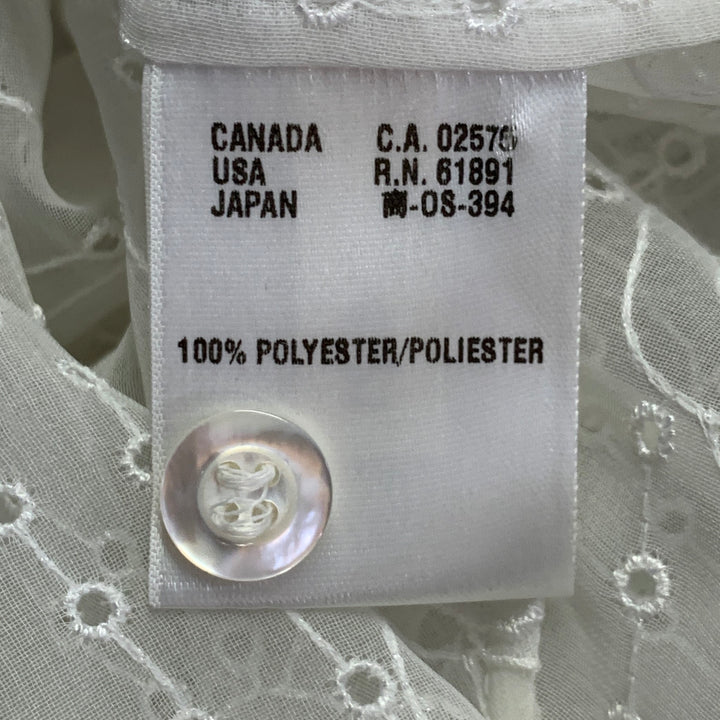 ESCADA Size XS Cream Polyester Embroidered Floral Eyelet Button Up Shirt