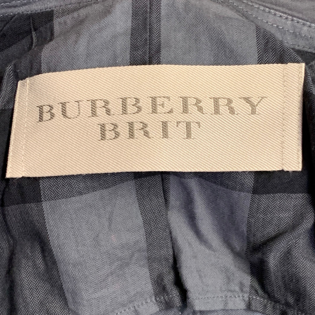 BURBERRY BRIT Size L Grey Slate Cotton Buttoned Jacket