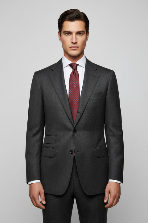 BRIONI Burgundy Red Geometric Silk Tie