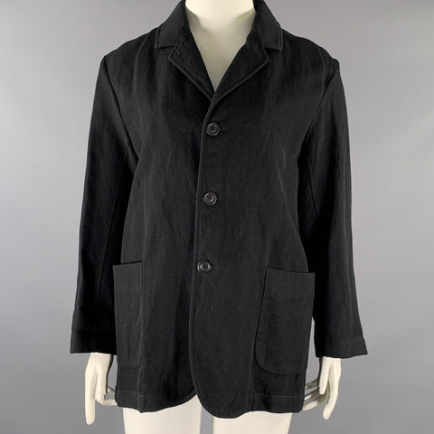 CASEY CASEY Size L Black Wool Linen 3 button Jacket