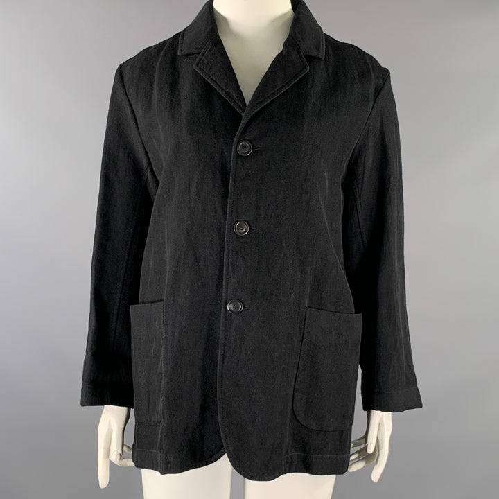 CASEY CASEY Size L Black Wool Linen 3 button Jacket