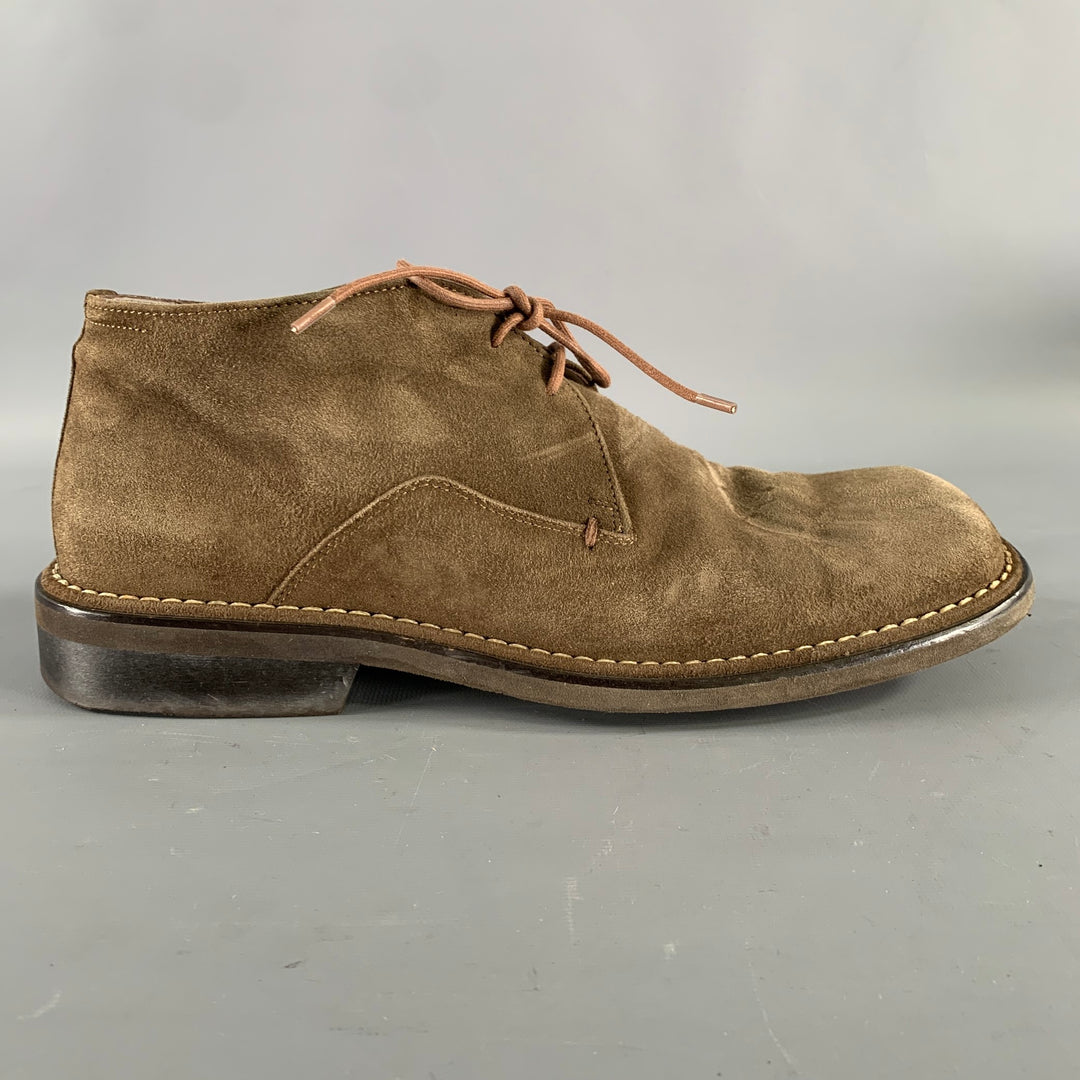 HUGO BOSS Size 8.5 Tan Khaki Leather Square Toe Lace Up Shoes
