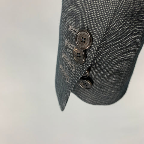 NEIL BARRETT Size 38 Charcoal Black Grid Wool Blend Peak Lapel Sport Coat
