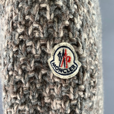 MONCLER Size S Grey Tan Knit Wool Blend Button Up Jacket