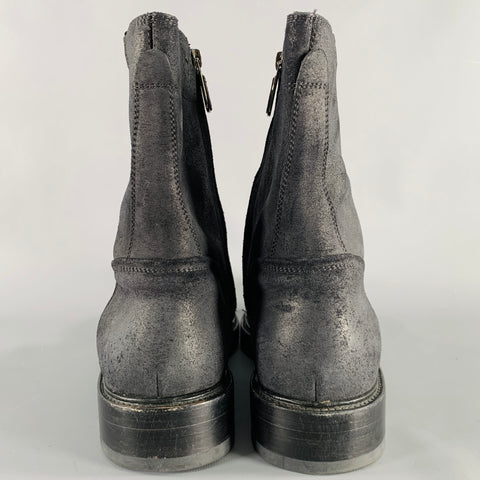 PAUL ANDREW Size 10 Black Nubuck Leather Side Zipper Boots