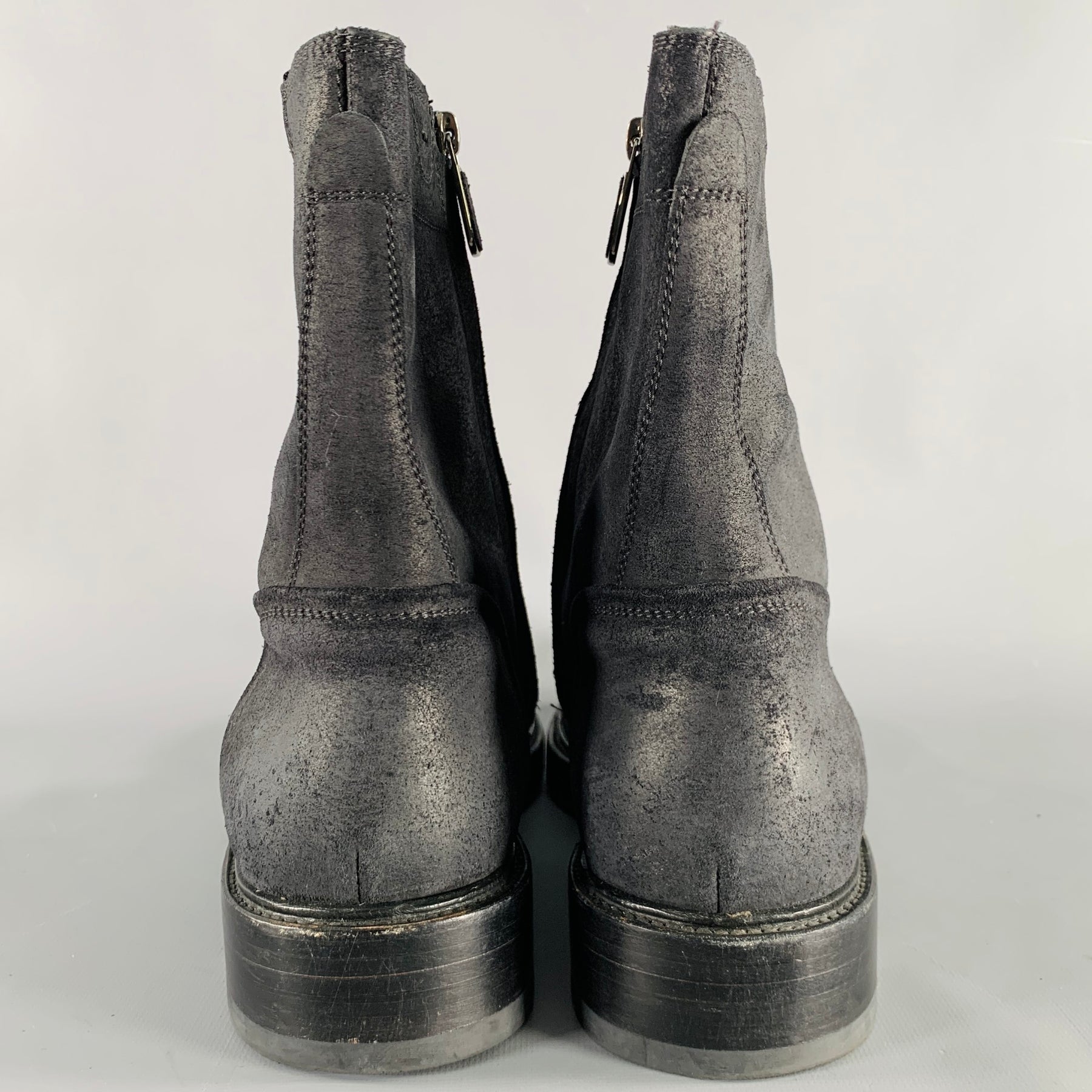 PAUL ANDREW Size 10 Black Nubuck Leather Side Zipper Boots Paul Parkman Black Leather Side Zipper Boots (ID#BT485-BLK  main image 4