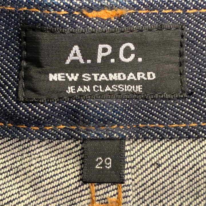 A.P.C. Size 29 Indigo Contrast Stitch Selvedge Denim Straight Jeans