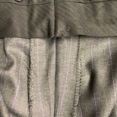 SOUTHWICK Size 42 Long Charcoal Purple Pinstripe Wool Notch Lapel Suit