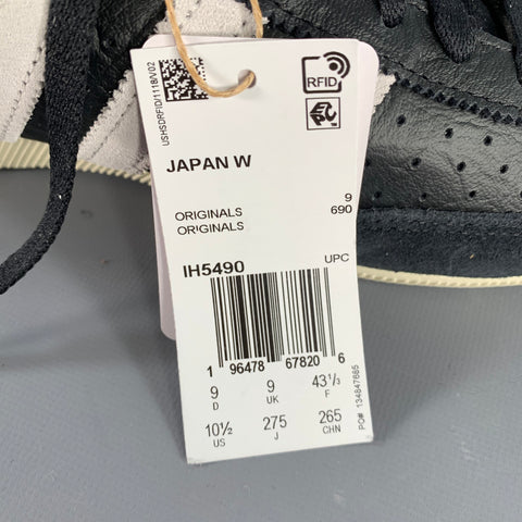 ADIDAS JAPAN Size 10.5 Black White Leather Two Tone Low Top Sneakers